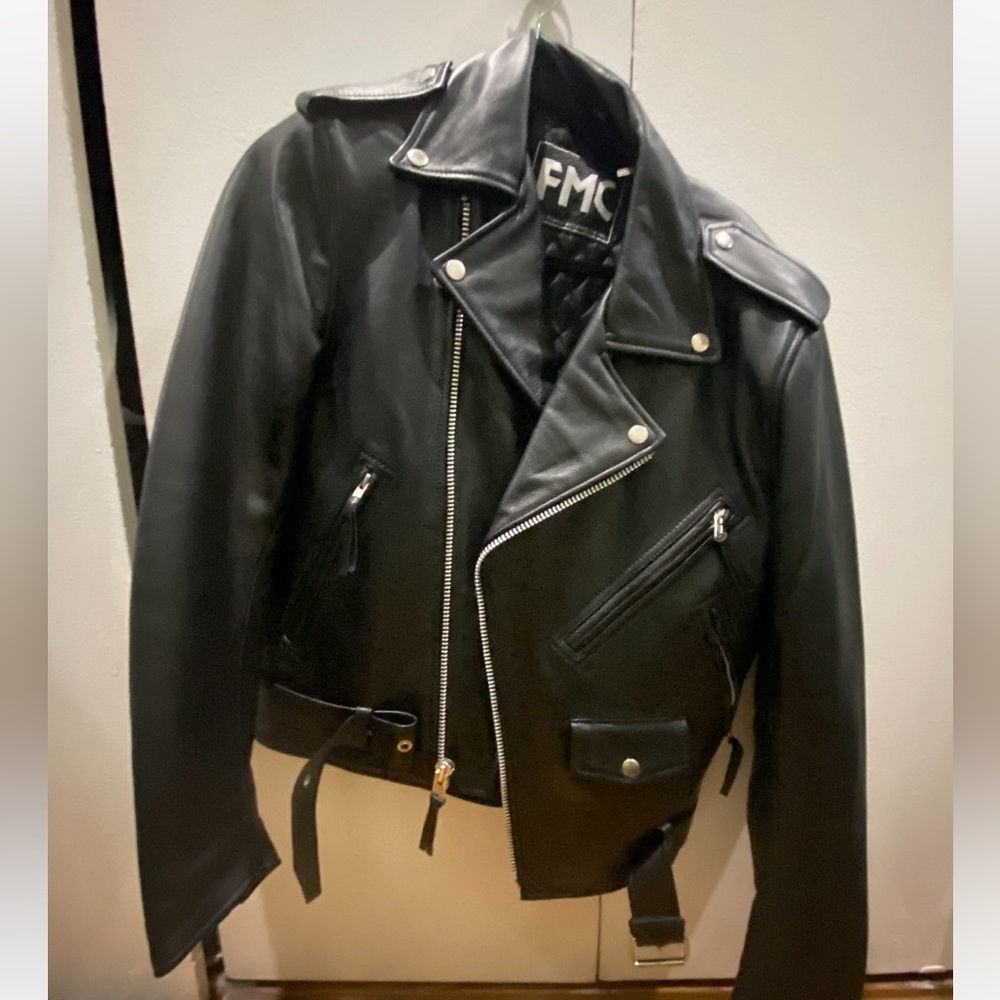 First Manufacturing Authentic-Leather Biker Motorcyle Jacket